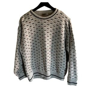Vintage 80s Northwest Territory Men's L Cotton Blend Textured Knit Sweater